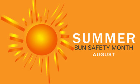 August is summer sun safety month. background, banner, card, poster, template. Vector illustration.のイラスト素材