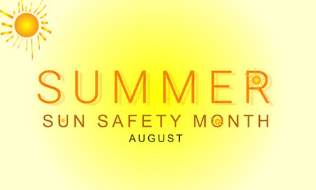 August is summer sun safety month. background, banner, card, poster, template. Vector illustration.のイラスト素材
