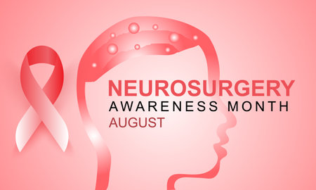 August is Neurosurgery awareness month. background, banner, card, poster, template. Vector illustration.のイラスト素材