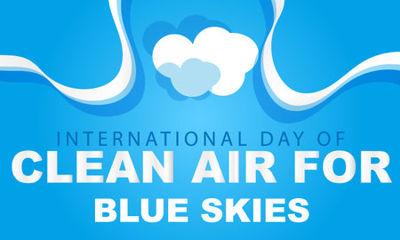 international day of clean air for blue skies. background, banner, card, poster, template. Vector illustration.のイラスト素材