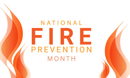 National fire prevention month. background, banner, card, poster, template. Vector illustration.のイラスト素材