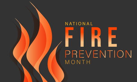 National fire prevention month. background, banner, card, poster, template. Vector illustration.のイラスト素材