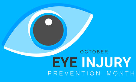 Eye injury prevention month. background, banner, card, poster, template. Vector illustration.のイラスト素材
