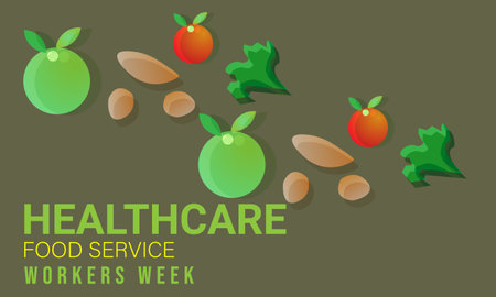 Healthcare food service workers week. background, banner, card, poster, template. Vector illustration.のイラスト素材