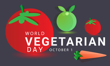 World Vegetarian day. background, banner, card, poster, template. Vector illustration.のイラスト素材