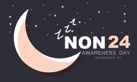 Non-24 Awareness Day. background, banner, card, poster, template. Vector illustration.のイラスト素材