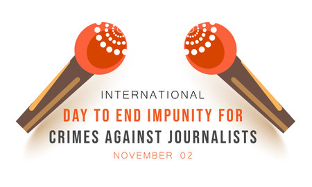 International Day to End Impunity for Crimes Against Journalists. background, banner, card, poster, template. Vector illustration.のイラスト素材