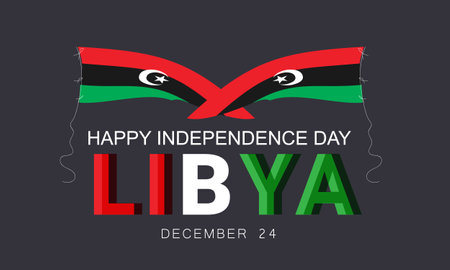 Independence day in Libya. background, banner, card, poster, template. Vector illustration.のイラスト素材