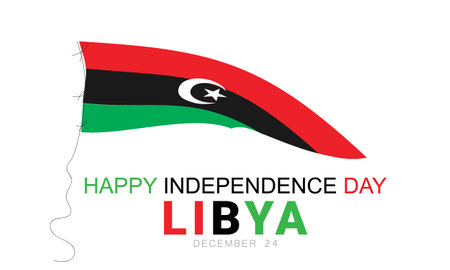 Independence day in Libya. background, banner, card, poster, template. Vector illustration.のイラスト素材