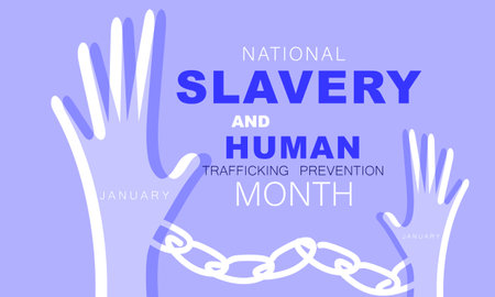 National Slavery and Human Trafficking prevention month. background, banner, card, poster, template. Vector illustration.のイラスト素材