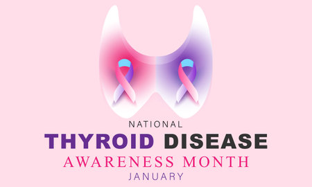 National Thyroid Disease awareness month. background, banner, card, poster, template. Vector illustration.のイラスト素材