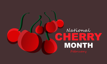 National cherry month. background, banner, card, poster, template. Vector illustration.