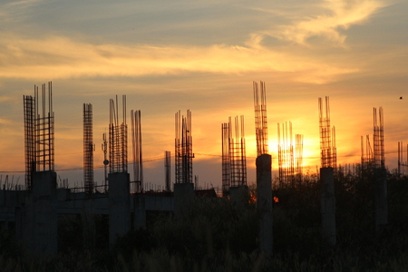 Construction area at evening 2の写真素材