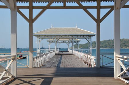 Wood bridge on the seaの写真素材