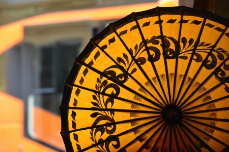 Yellow Umbrella in asiaの写真素材