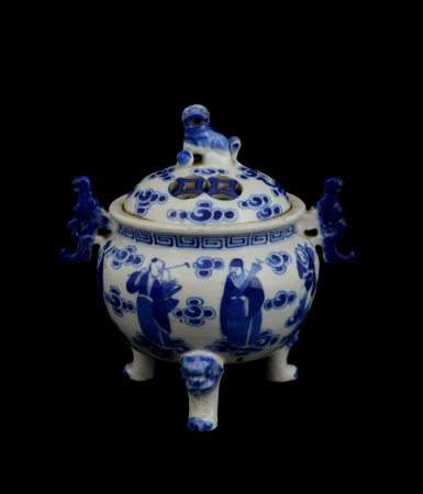 Chinese antique vase on the black backgroundの写真素材