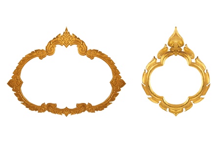 Gold vintage frame on white backgroundの写真素材