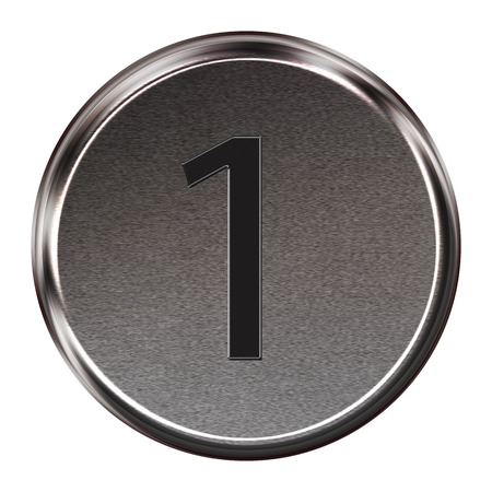 Metal button black alphabet letter 1  isolated on white background