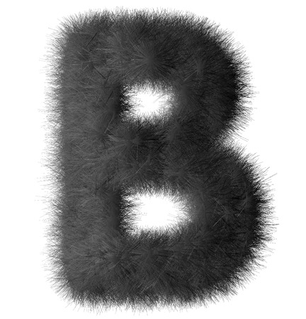 Black shag B letter isolated on white backgroundの写真素材