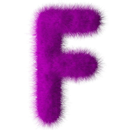 Purple shag F letter isolated on white backgroundの写真素材