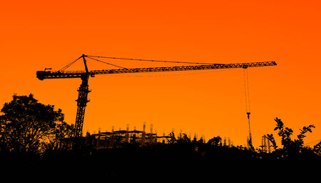 Cranes in construction siteの写真素材