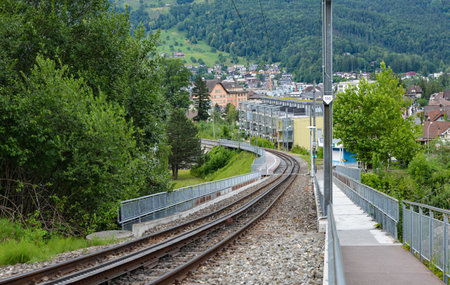 Railway tracks in the city of Berchtesgaden, Germany