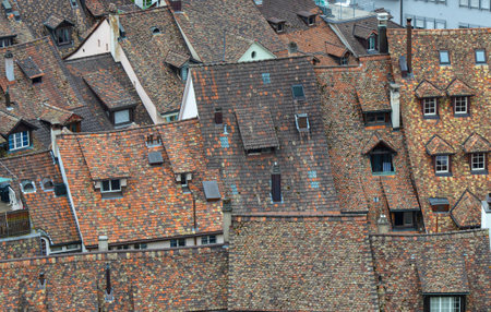 Rooftops of old houses in Bern, Switzerland. Close-up.の写真素材