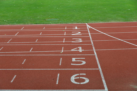 Running tracks in a track and field, detail of the track and field