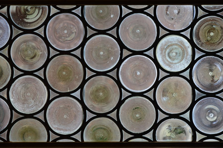 Patterned glass in a church, close-up of photo.