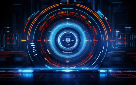 Futuristic HUD interface. Futuristic technology concept. 3D Renderingの素材