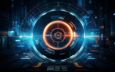 Futuristic HUD interface. Futuristic technology concept. 3D Renderingの素材