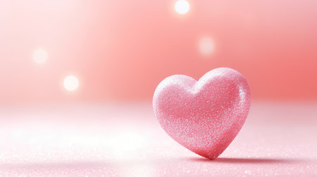 Pink Heart shapes on abstract light glitter background in love concept for valentine's day romantic momentの素材