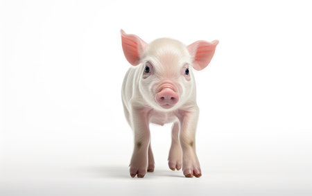 Baby Piglet standing looking at the camera on isolated a white background.の素材