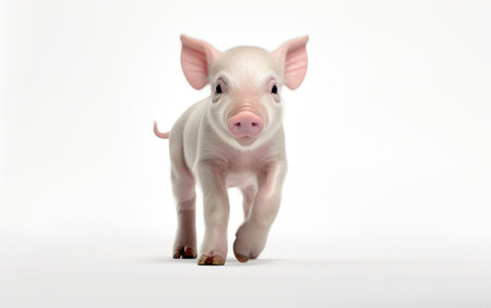 Young pig looking at the camera isolated on white background.の素材