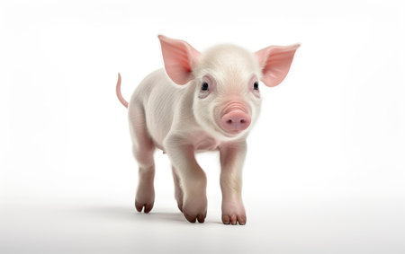 Young pig looking at the camera isolated on white background.の素材