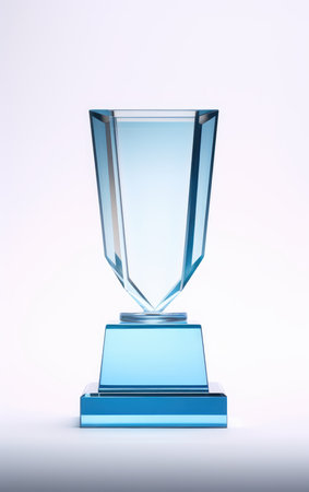 Shot of the blank transparent glass award trophy on a white background,の素材