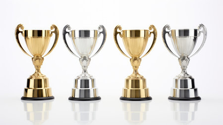 Sports trophy isolated on a white backgroundの素材