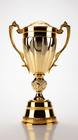 Golden trophy isolated on white backgroundの素材