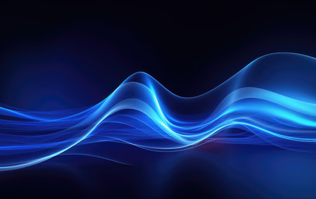 Digital technology blue rhythm wavy line abstract background illustrationの素材
