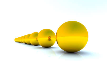 Golden Spheres in a rowの写真素材