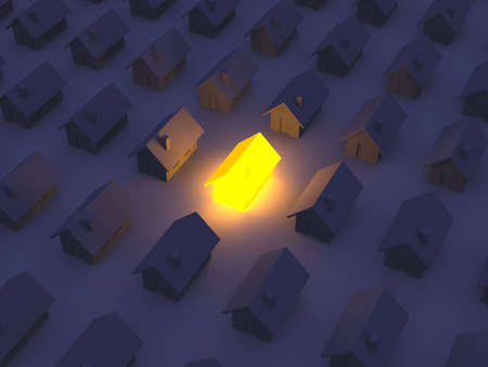 Illuminated Toy houseの写真素材