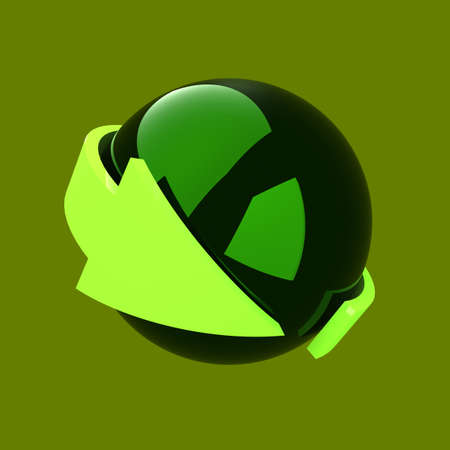 3D rendered Illustration. An arrow symbolizing an repeating process such as recycling (ecological concept) or reload of data.の写真素材