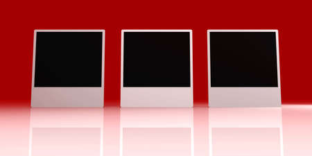 3D Illustration. Classic picture frames of instant image cameras.