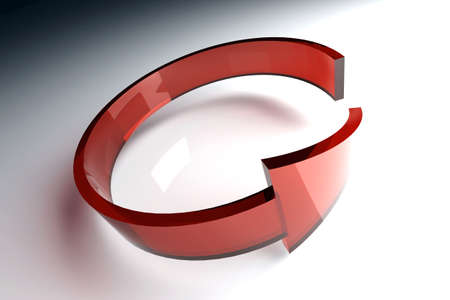 3D rendered Illustration. An arrow symbolizing an repeating process such as recycling (ecological concept) or reload of data.の写真素材