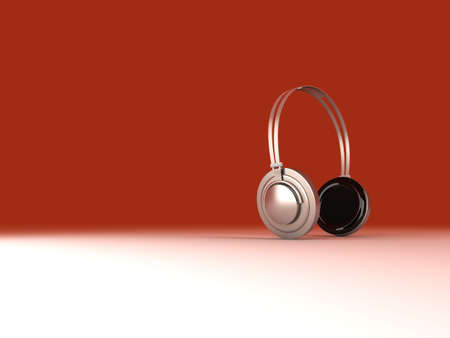 3D rendered Illustration. Chrome / Silver Headphones.の写真素材