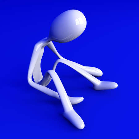 3D rendered Illustration. Being Sad.の写真素材