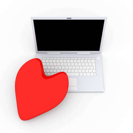 3D Illustration. Heart and a Laptop.の写真素材