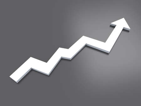 Arrow pointing upward. 3D rendered illustration.の写真素材