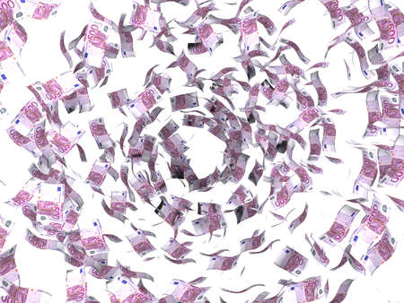 3D Illustration. Isolated on white. A Euro banknote vortex.の写真素材
