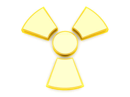 A radioactive warning sign. 3D rendered Illustration. Isolated on white.の写真素材
